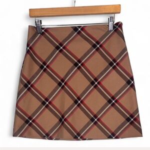H&M Brown Plaid A-Line Mini Skirt | Size 6